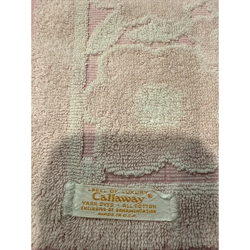 Vintage Callaway Elmrose Pink & White Hand Towel 16x22